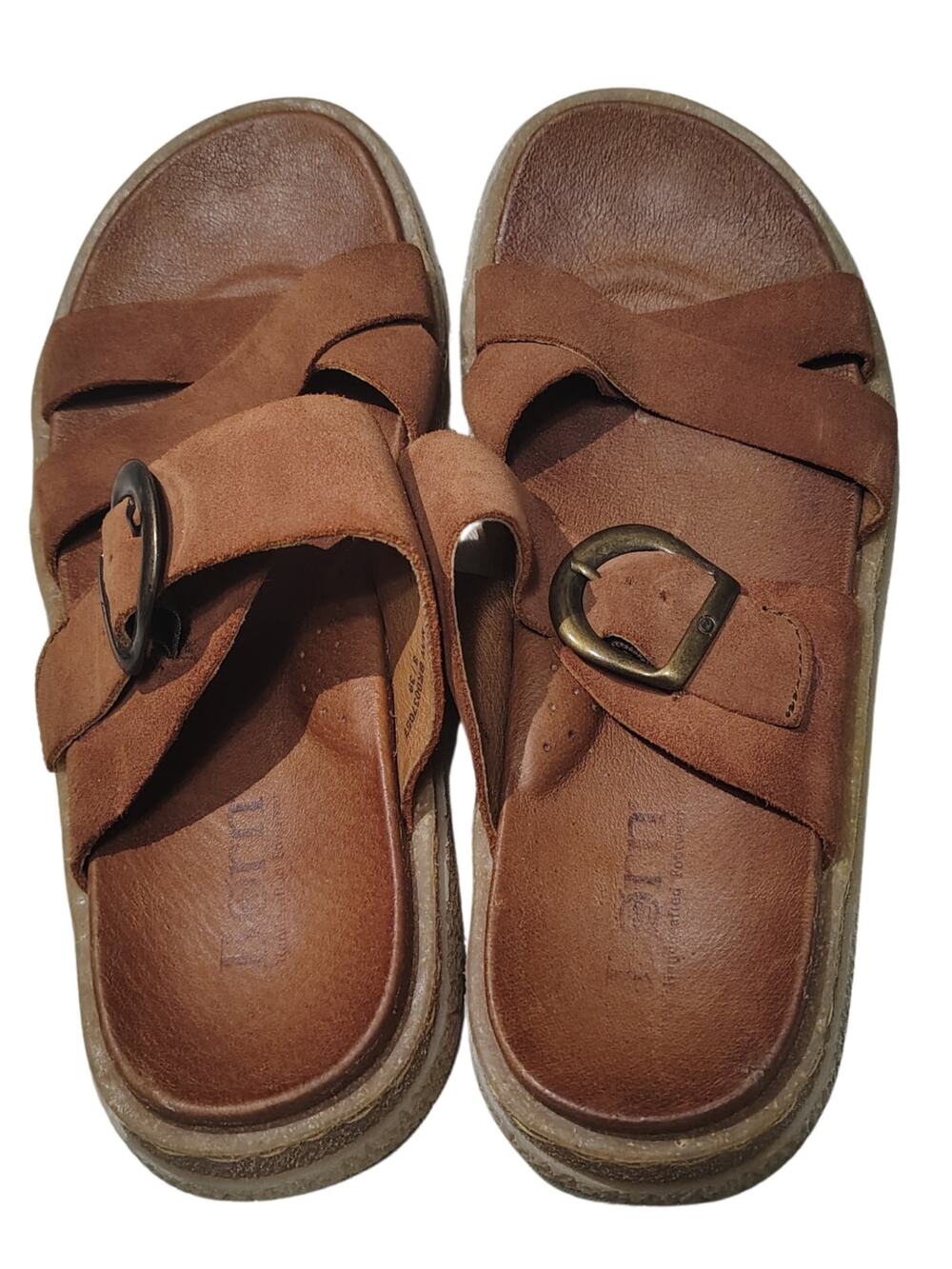 Børn Caite Suede Brown Leather Sandals Rubber Soles Size 8 / 39 Gently Used